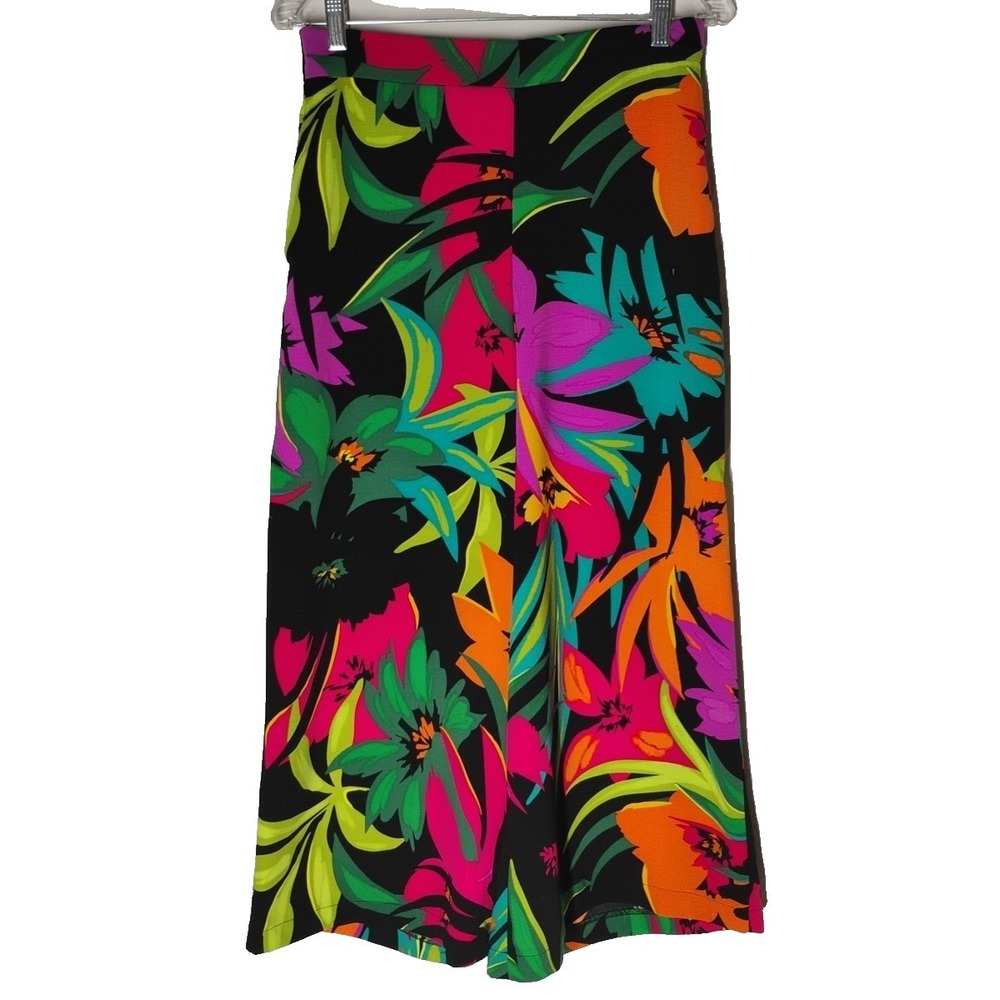 Joseph Ribkoff Womens 6 (28x23) Palazzo Wide Leg Capri Bright Floral Pants Flowy